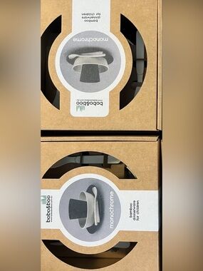 bobo&boo set of 2 - Monochrome Bamboo Dinnerware Set - cream-ish grey and black